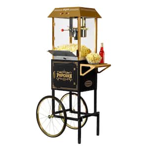 10 Oz. Kettle Vintage Professional Popcorn Cart with Wheels in Black