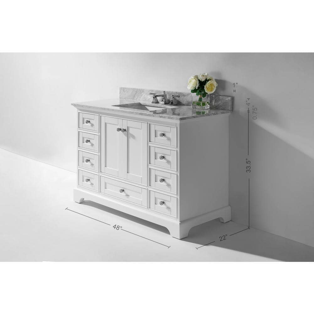 Audrey 48'' White Marble Top Single Sink Vanity