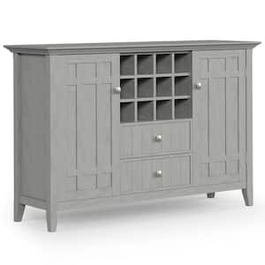 Bedford Solid Wood 54 in. Wide Transitional Sideboard Buffet and Wine Rack in Fog Grey