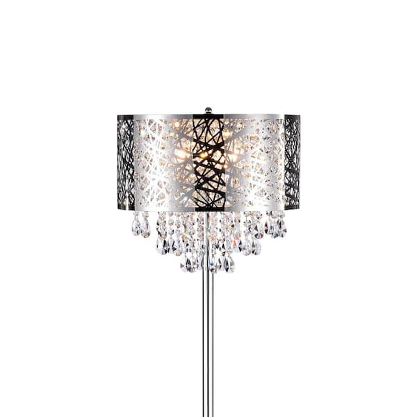 Warehouse of Tiffany 64 in. 3-Light Emilia Chrome Finish Floor Lamp