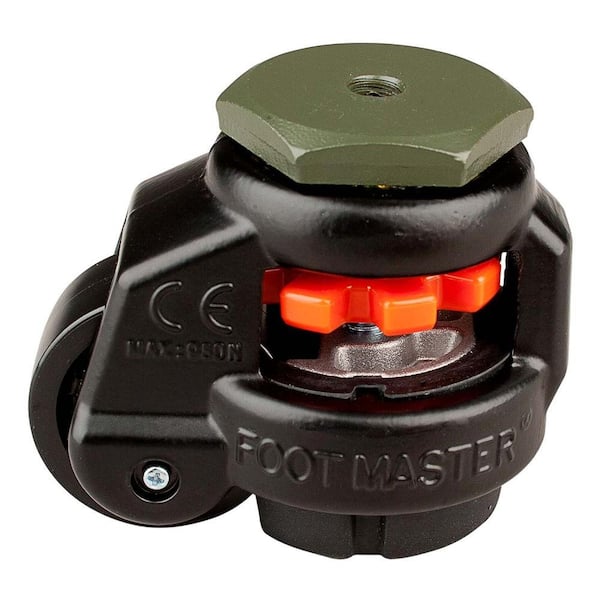 Foot Master GD Series 1-5/8 in. Nylon Swivel Flat Black 3/8 in. Stem Mounted Leveling Caster with 130 lb. Load Rating