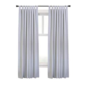 Ventura Tab Top White Polyester Smooth 52 in. W x 95 in. L Tab Top Indoor Blackout Curtain (Double Panels)