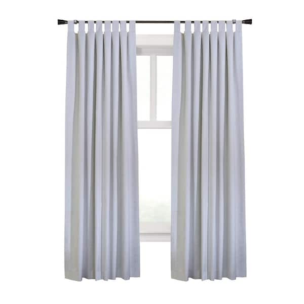 Unbranded Ventura Tab Top White Polyester Smooth 52 in. W x 95 in. L Tab Top Indoor Blackout Curtain (Double Panels)