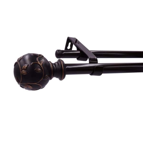 Urban Style Living Celina 72 in. - 144 in. Adjustable 0.75 in. Dia Double Rod Set with Decorative Finial in Oil Rubbed Bronze