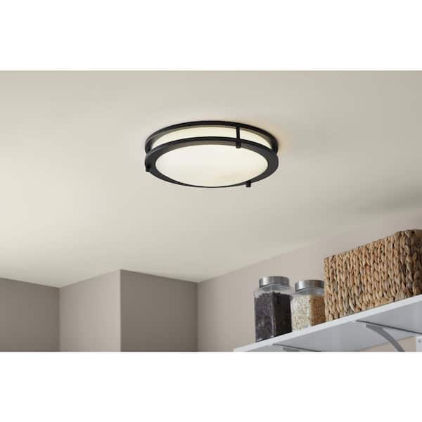 Flaxmere 12 in. Modern Matte Black 5 CCT Integrated LED Flush Mount for Kitchens or Bedrooms