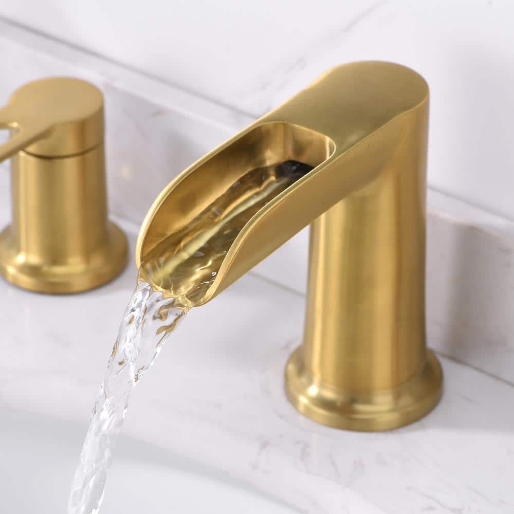VividFall 8-inch Brushed Gold Widespread 2-Handle Bathroom Faucet