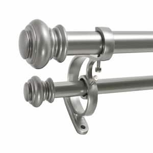 Urn 36 in. - 72 in. Adjustable Double Curtain Rod 1 in. in Antique Silver with Finial