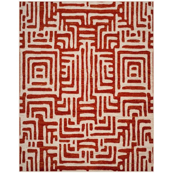 Amsterdam Ivory/Terracotta 8 ft. x 10 ft. Geometric Area Rug