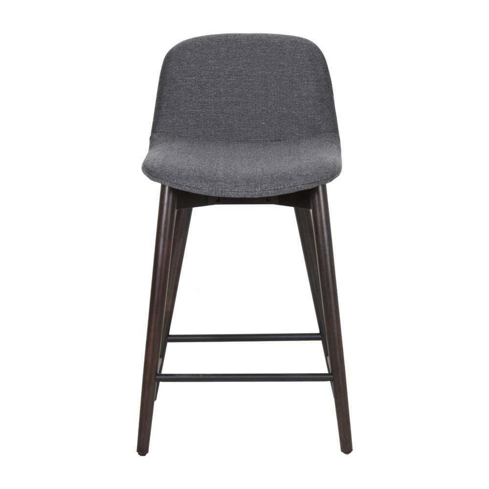 Gray Upholstered Solid Wood Counter Stool with Footrest
