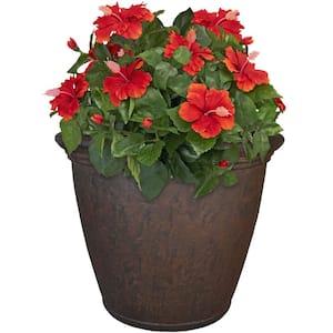 24 in. Rust Anjelica Resin Outdoor Flower Pot Planter Single