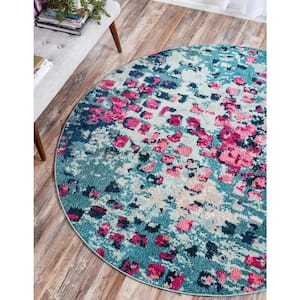 Jardin Ivy Blue 8' 0 x 8' 0 Round Rug