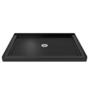 SlimLine 48 in.x 32 in. Single Threshold Shower Pan Base in Black Color with Center Drain