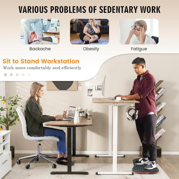 HONEY JOY 44 in. T-shaped Black Height Adjustable Electric Desk Sit to Stand  Desk with Splice Board Management Hole TOPB006790 - The Home Depot