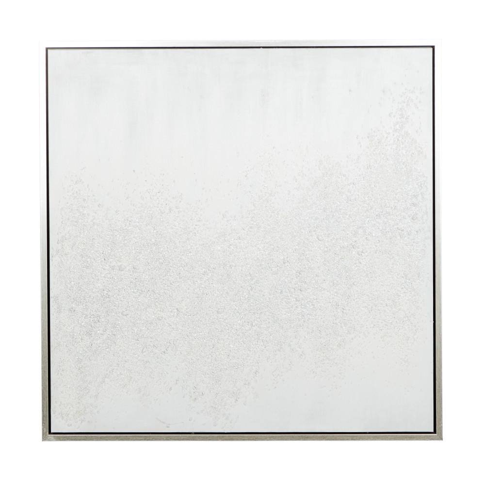 Large White and Silver Abstract Canvas Wall Art