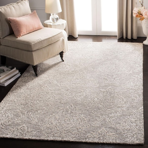 Glamour 5 ft. x 8 ft. Gray/Ivory Ornate Diamond Area Rug