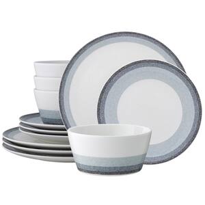 Colorscapes Layers Ash Porcelain 12-Piece Coupe Dinnerware Set (Service for 4)