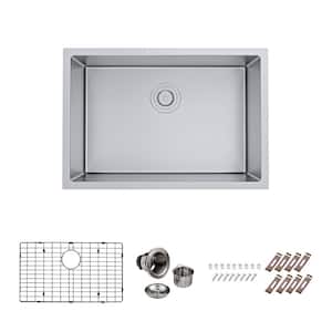 Bryn 16-Gauge Stainless Steel 26 in. Single Bowl Undermount Kitchen Sink with Bottom Grid and Drain