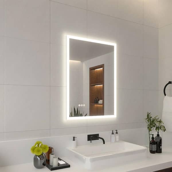 22 in. W x 30 in. H Rectangular Frameless LED Wall Bathroom Vanity Mirror