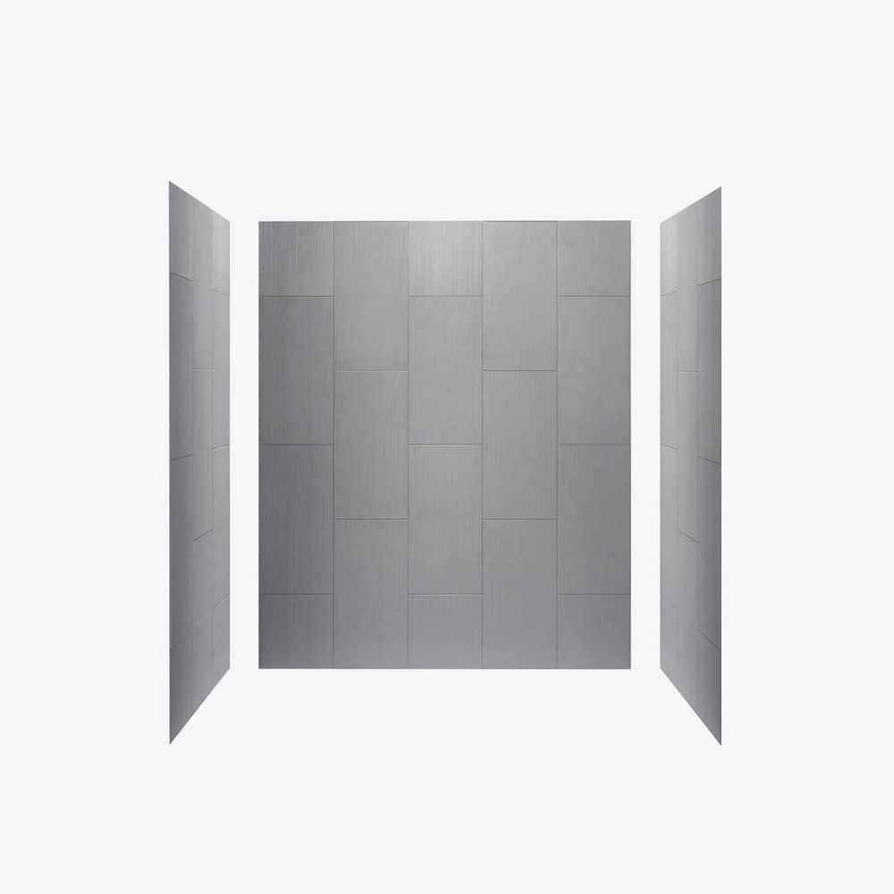 75" H x 60" W Matte Gray Composite Alcove Shower Wall Panels