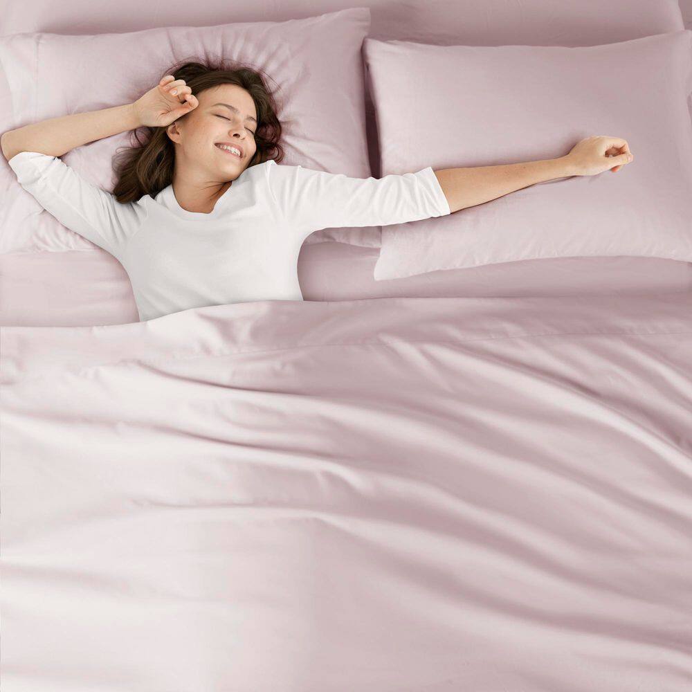 Blush Twin Solid Microfiber Sheet Set with Pillowcase