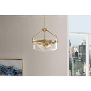 Timphaven 15 in. 2-Light Globe Pendant Brass Clear Glass