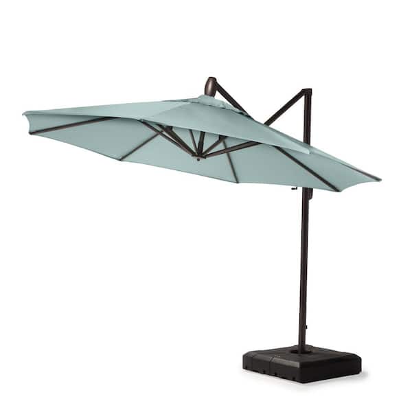RST BRANDS 10 ft. Aluminum Round Cantilever Tilt Patio Umbrella in Spa Blue