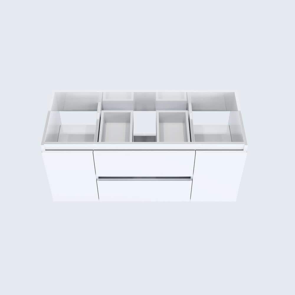 Salt 47'' Glossy White Wall-Mounted Single Vanity Base
