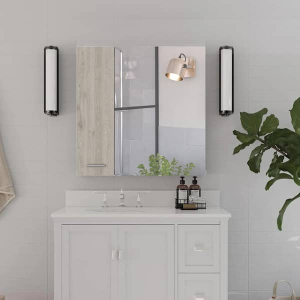 cadeninc Black Bathroom Wall Cabinet with 2 Doors and Adjustable