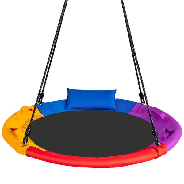 Costway 40 in. Saucer Tree Swing Round Platform Outdoor Swing with