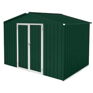 8 ft. W x 10 ft. D Metal Garden Sheds for Outdoor Storage with Double Door in Green and White (80 sq. ft.)