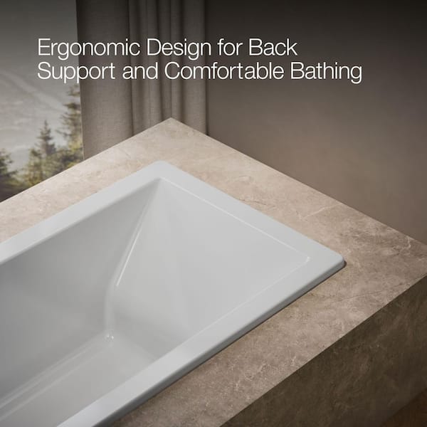 KOHLER Underscore 66 in. x 32 in. Rectangular Soaking Bathtub with