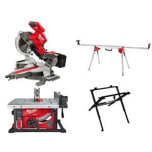 M18 FUEL ONE-KEY 18-Volt Lithium-Ion Brushless Cordless 8-1/4 in. Table Saw with Stand and 10 in. Miter Saw with Stand