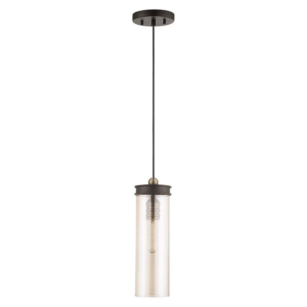 Bronze and Champagne Glass Mini Pendant Light with LED