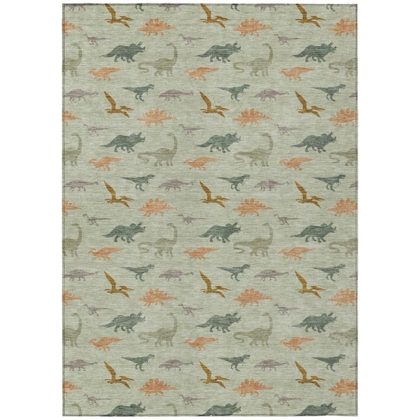 Chantille Machine Washable Indoor/Outdoor Abstract ACN2622 Celery 5 ft. x 7 ft. 6 in. Area Rug