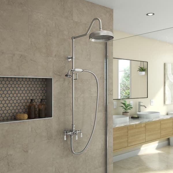 DreamLine Abbey 10 in. x 34 in. 1/2 in. Shower Faucet Set with