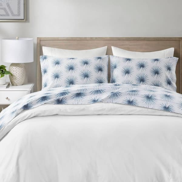200 Thread Count Printed Cotton 4-Piece Blue Palmetto Cotton Percale Queen Sheet Set