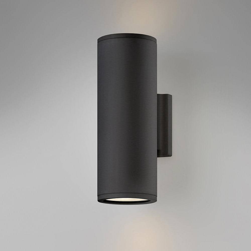 Silo Black 12" Outdoor Wall Sconce with Etched Glass