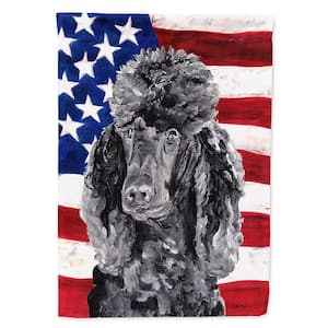 0.91 ft. x 1.29 ft. Polyester Black Standard Poodle with American 2-Sided 2-Ply Flag USA Garden Flag