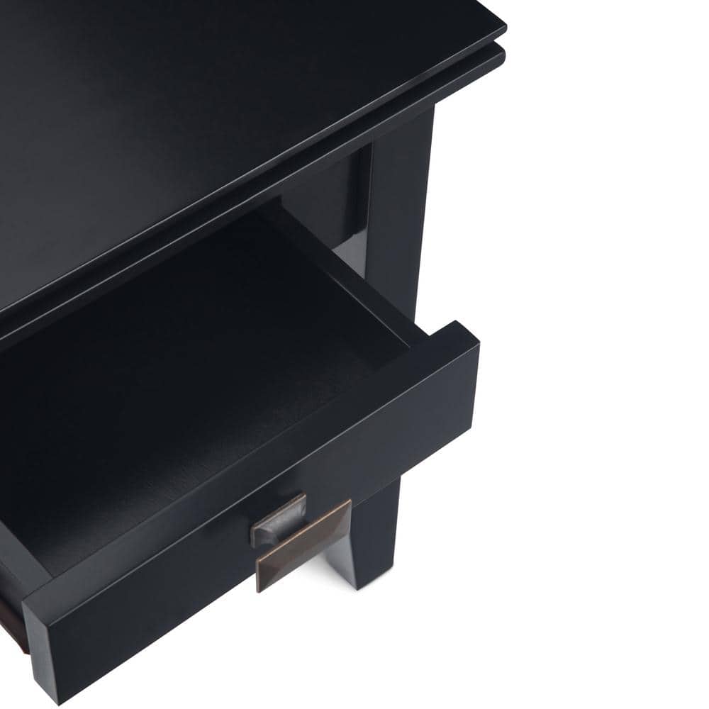 Artisan Square Black Solid Wood Side Table with Storage