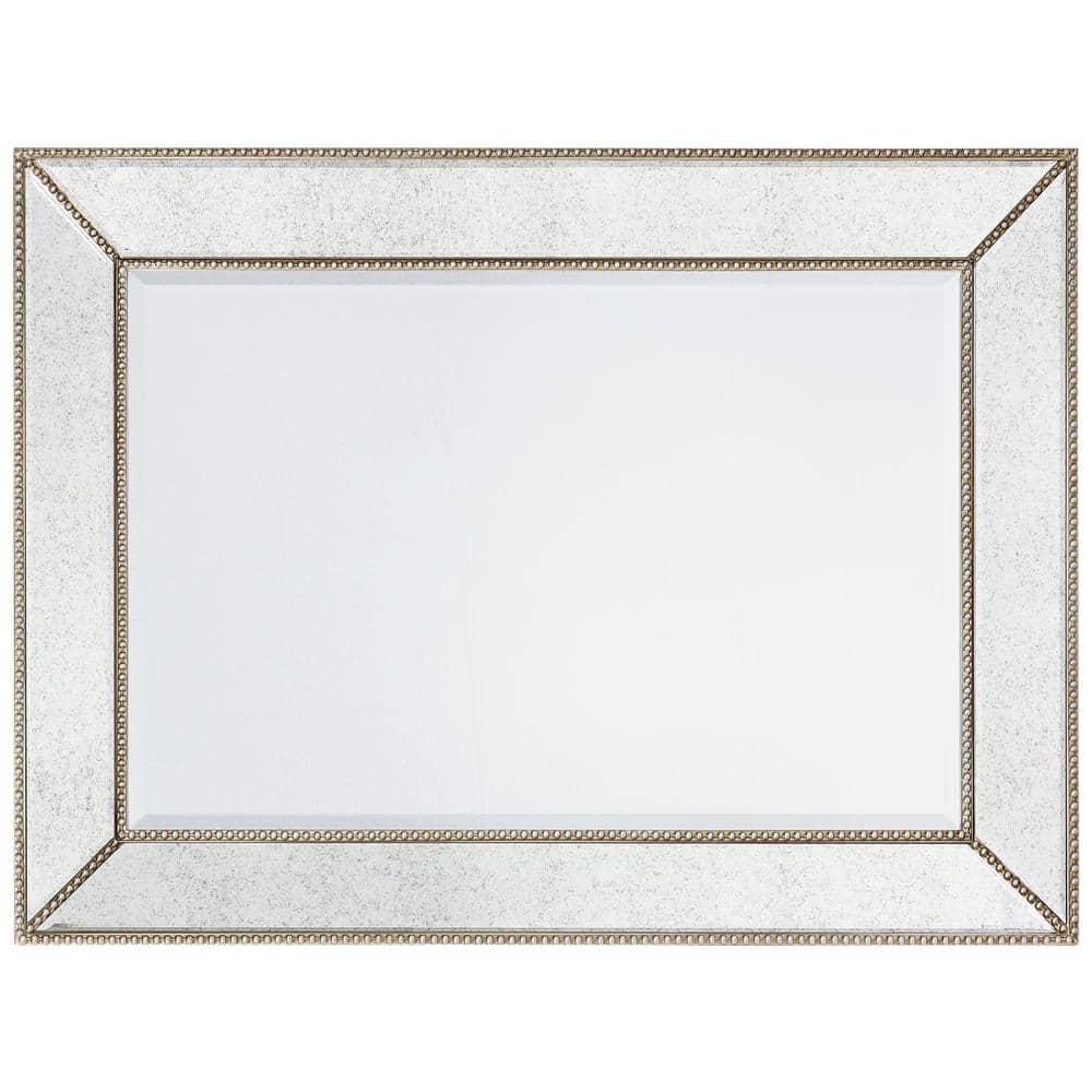 Elegant Champagne Beaded Full-Length Wooden Mirror 30" x 40"