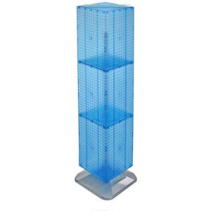 64 in. H x 14 in. W Interlock Pegboard Tower on a Revolving Base with Wheels in Blue