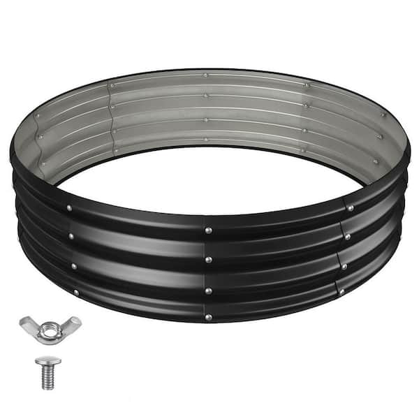 47 in. D x 11.4 in. H Round Galvanized Steel Fire Pit Kit in Black+Gray with Foldable Design (Wood Burning)