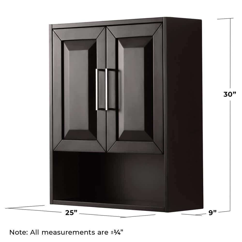 Daria 25" Dark Espresso Wall-Mounted Bathroom Storage Cabinet