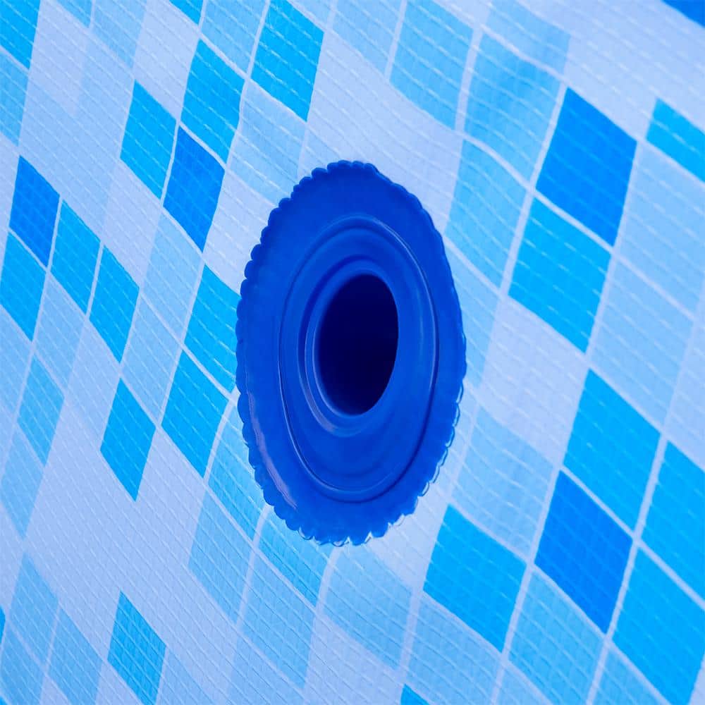 12ft Stone Print Steel Frame Round Above Ground Pool with Filter Pump