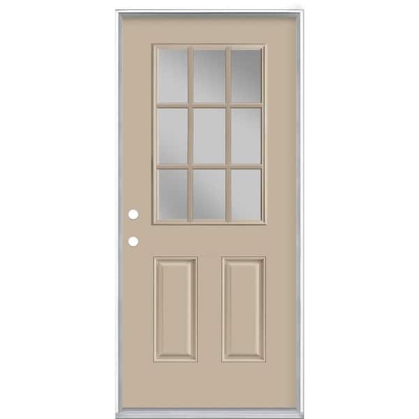 Masonite 36 in. x 80 in. 9 Lite Canyon View Right-Hand Inswing Painted Smooth Fiberglass Prehung Front Door with No Brickmold