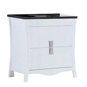 Tracy 30 in. W x 19 in. D x 34 in. H Single Vanity in White with Granite Vanity Top in Black Galaxy with White Basin