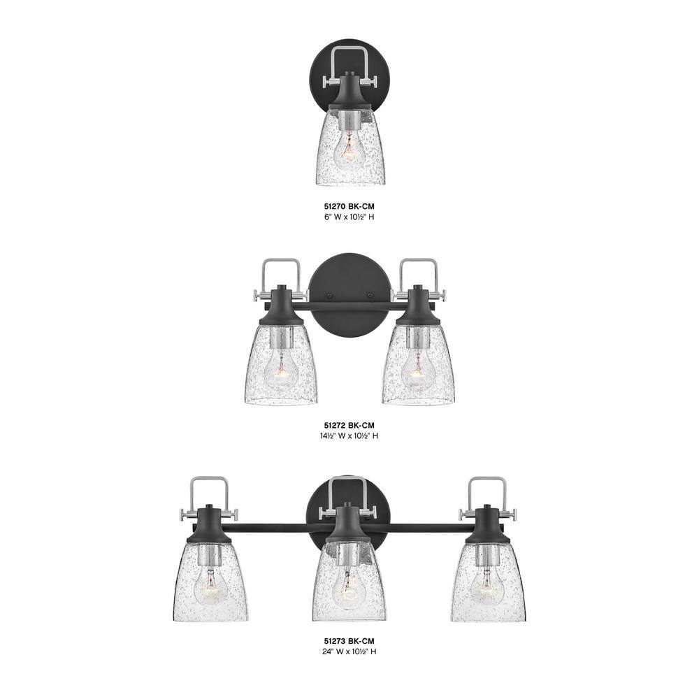 Easton Black and Chrome 3-Light Dimmable Vanity Light