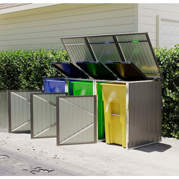 IALTRUISTIC 8 ft. W x 2.7 ft. D Metal Garbage Bin Shed Stores 3