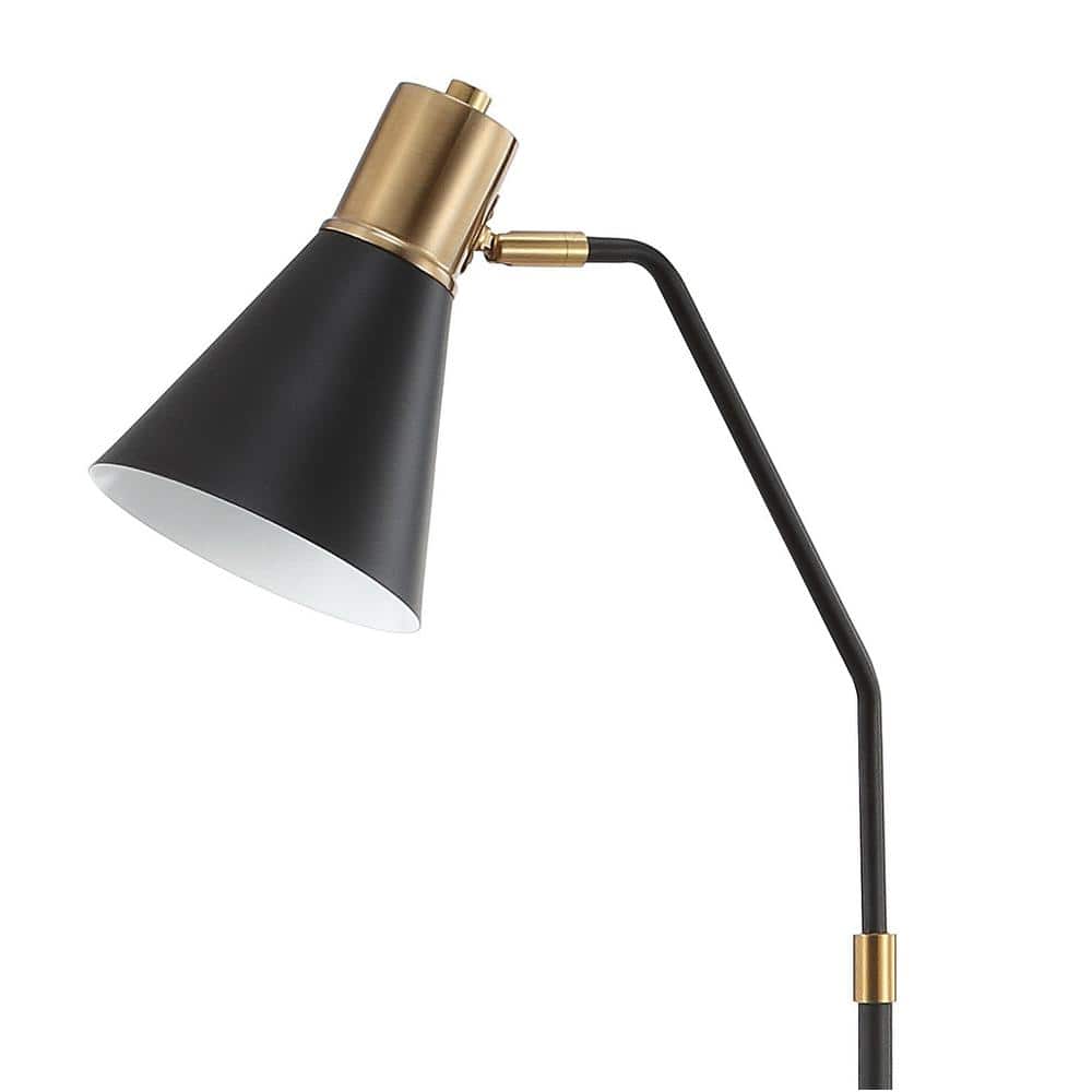 Apollo 61" Antique Black Metal LED Floor Lamp with Brass Accents