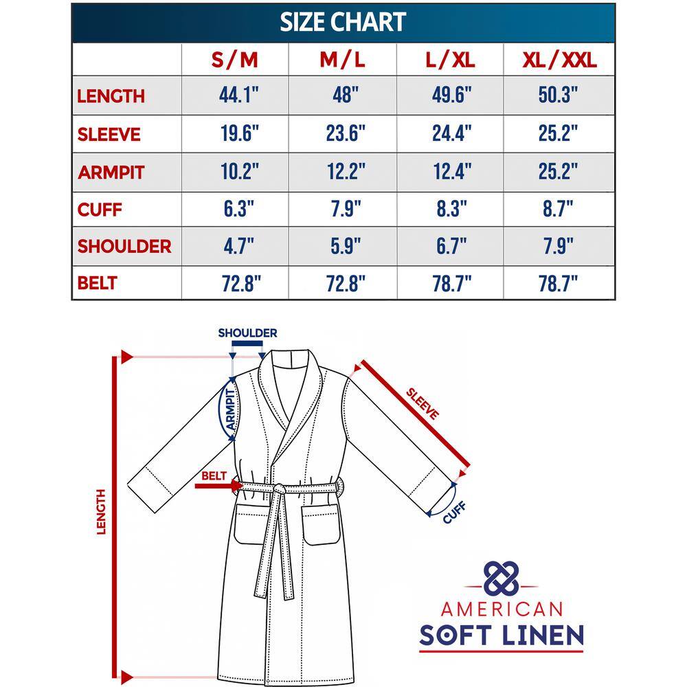 Navy Blue L/XL Fleece Bathrobe with Shawl Collar
